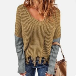 Hollow out Distressed Tassels Sweater NEW!